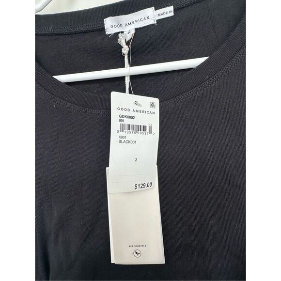 NWT Good American Ruched Mini Tank Dress in Black, Size Medium - Picture 7 of 8